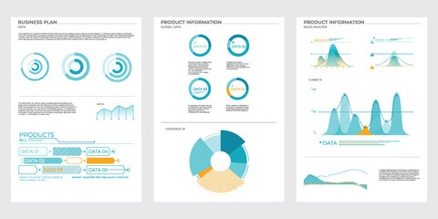 Modern business elements charts in color. Vector illustration. - 768331912