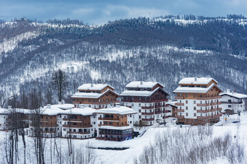 Winter ski resort. Roza Khutor ski resort. - 768332714