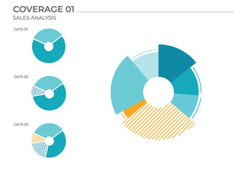 Pie data analysis charts in color. Vector elements charts.
