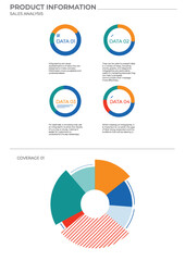 Data analysis pie charts in color. Finance elements charts. - 768332930