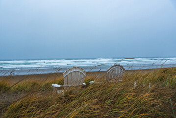 Chair by the beach, Cannon beach, Oregon