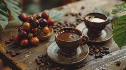 Obraz na płótnie Canvas Authentic Aroma and Rich Taste in Traditional Coffee Cap