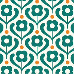 Geometrical Retro Florals Background Wallpaper