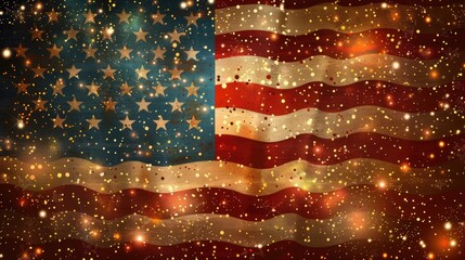 American Pride: Celebrating with USA Flag and Fireworks - obrazy, fototapety, plakaty