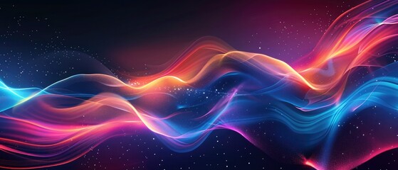 Glowing background with wave lines - obrazy, fototapety, plakaty