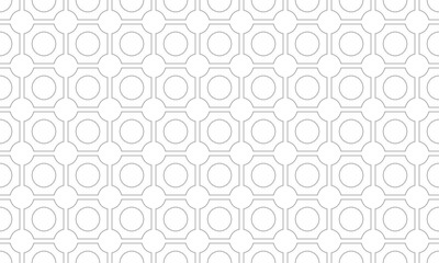 Grey outline square and circle seamless pattern. Vector Repeating Texture.