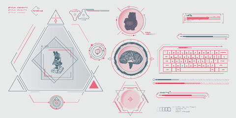 Vector data elements for sci-fi interface infographics. - 768334784