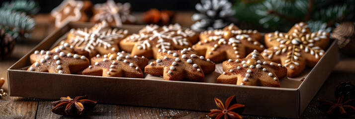  delicious pepernoten dessert arrangement,
Homemade Christmas gingerbread cookies in a box
