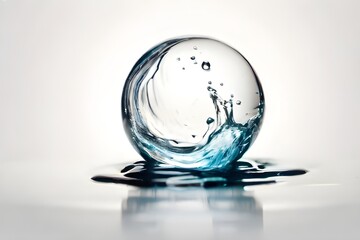 water liquid splash in sphere shape isolated on white background Generative AI