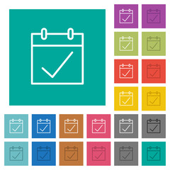 Calendar checked outline square flat multi colored icons