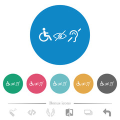 Disability symbols flat round icons