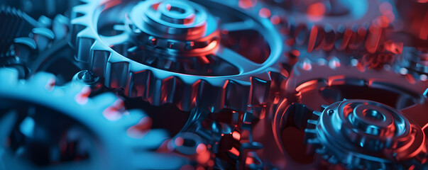 Close-up View of Gears and Cogs in Machinery Symbolizing Teamwork and Collaboration