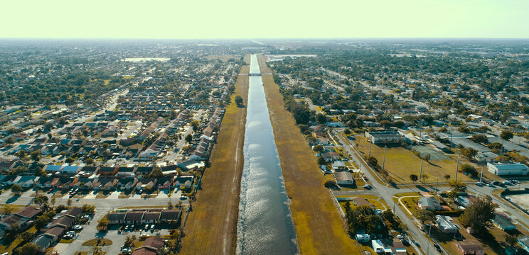 DRONE CAPTURE OF SNAKE CREEK FROM MIAMI GARDENS, FLORIDA WITH WESTERN EXOSURE.