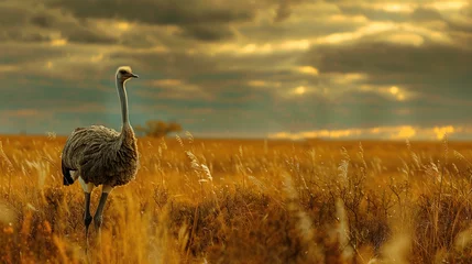  Ostrich among the savanna grass © Daniel