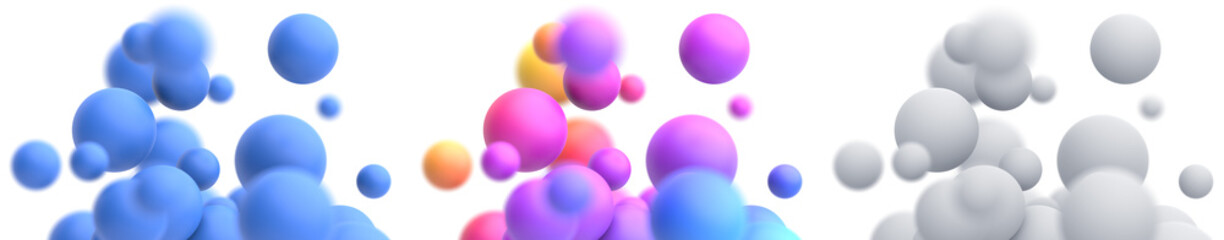 Set of colorful spheres, 3d render