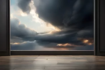  Floor Background Scene with Dark Cloud Horizon Sky Generative AI © Mirza