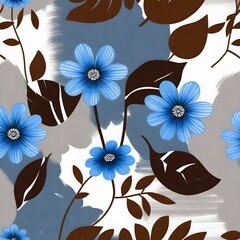 Flowers and leaves wallpaper on gay background