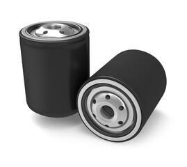 3D Rendered Automotive Oil Filters with Transparent Background