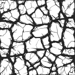 cracked ground seamless pattern texture sketch engraving generative ai vector illustration. Scratch board imitation. Black and white image.