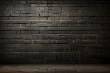 Old black brick wall background. Generative AI