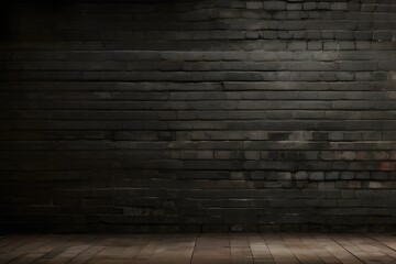 Old black brick wall background. Generative AI