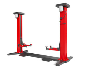 Professional Red Automotive Lift in a Repair Shop in 3d render transparent background