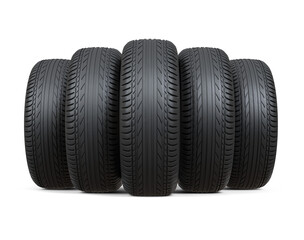 Car Tire 3D Render on Transparent Background