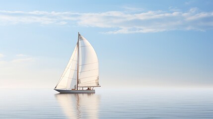 Fototapeta premium Sailing yacht in the sea at sunset.