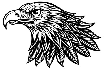 Eagle head black and white vector.
