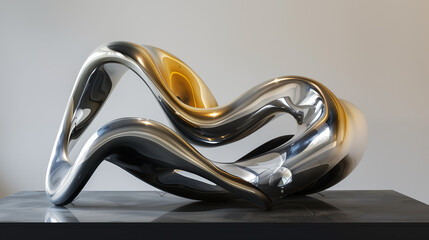 Abstract modern metallic sculpture	