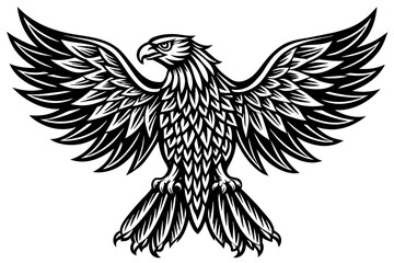 Obraz premium Eagle spreading its wing. Black and white vector.