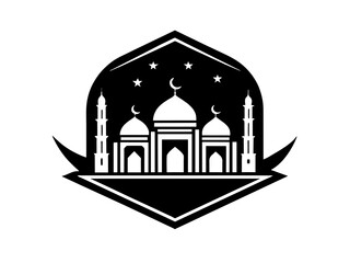 Fototapeta premium Minimalist vector of a mosque/masjid. Can be used for islamic prayer room symbol.