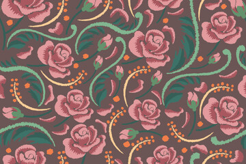 Seamless paisley embroidered floral motif pattern in vector, for design, fabric, wrapping, digital motif, background, wallpaper, print, clothing, etc.	
