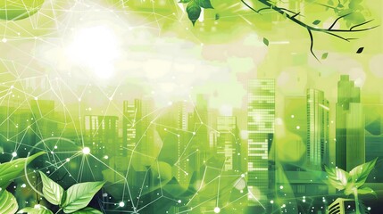 a PowerPoint background for a presentation on the effect of AI technologies on sustainable built environment goals, green