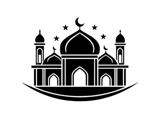 Obraz premium Minimalist vector of a mosque/masjid. Can be used for islamic prayer room symbol.