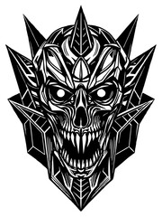 Fototapeta premium Hard rock metal skull with horns.