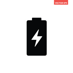 Black single battery charging line icons, simple shape power source flat design pictogram infographics vector pictogram, app web button ui interface element isolated on white backgroun