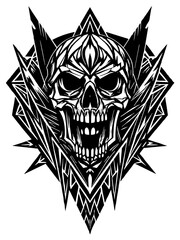 Obraz premium Hard rock metal skull with horns.