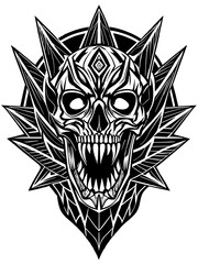 Obraz premium Hard rock metal skull with horns.