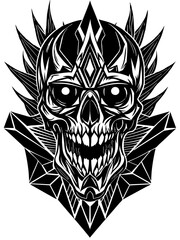 Obraz premium Hard rock metal skull with horns.