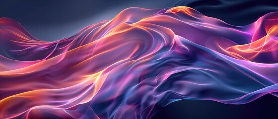 Abstract flowing smooth fractal neon waves background