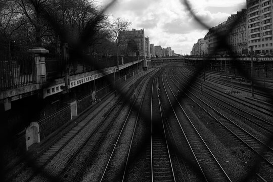 Railway tracks bw