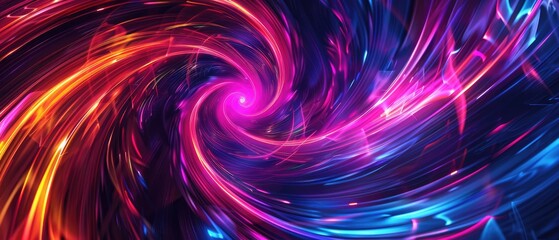 Abstract spiral light lines background, dynamic colorful image.