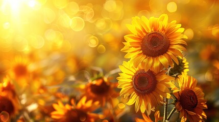 Sunflower Sunshine: Bright and Cheerful Background with Detailed Sunflowers