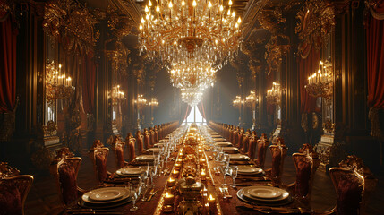 Grand Christmas party Empty table. Luxurious Empty table For the family with luxurious setting.