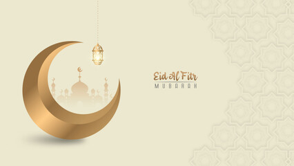 Premium luxury 3D design greetings for Islamic Eid al-Fitr celebrations