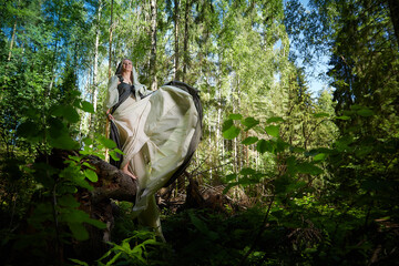 Beautiful seductive dryad. Pagan spirit of the forest. Portrait of beautiful dryad. Fairy who loves...