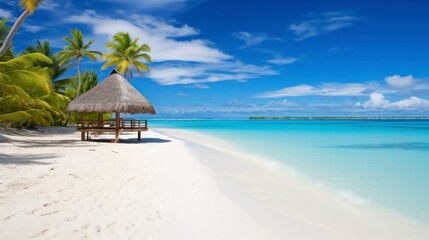 Fototapeta na wymiar Tropical beach with few palm trees