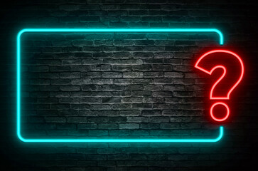 Question Mark Neon Frame on Brick Wall