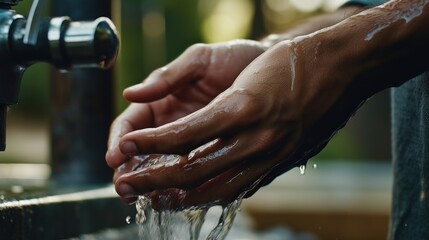 close up of doctor washing his hands, AI generated